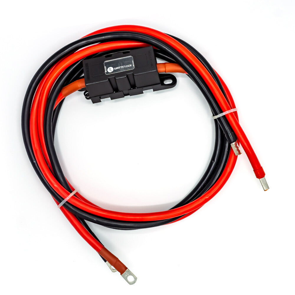 WATTSTUNDE® Sicherungskabel (mit Sicherungshalter) 2x25 mm² M8/Aderendhülse 2 m rot/schwarz